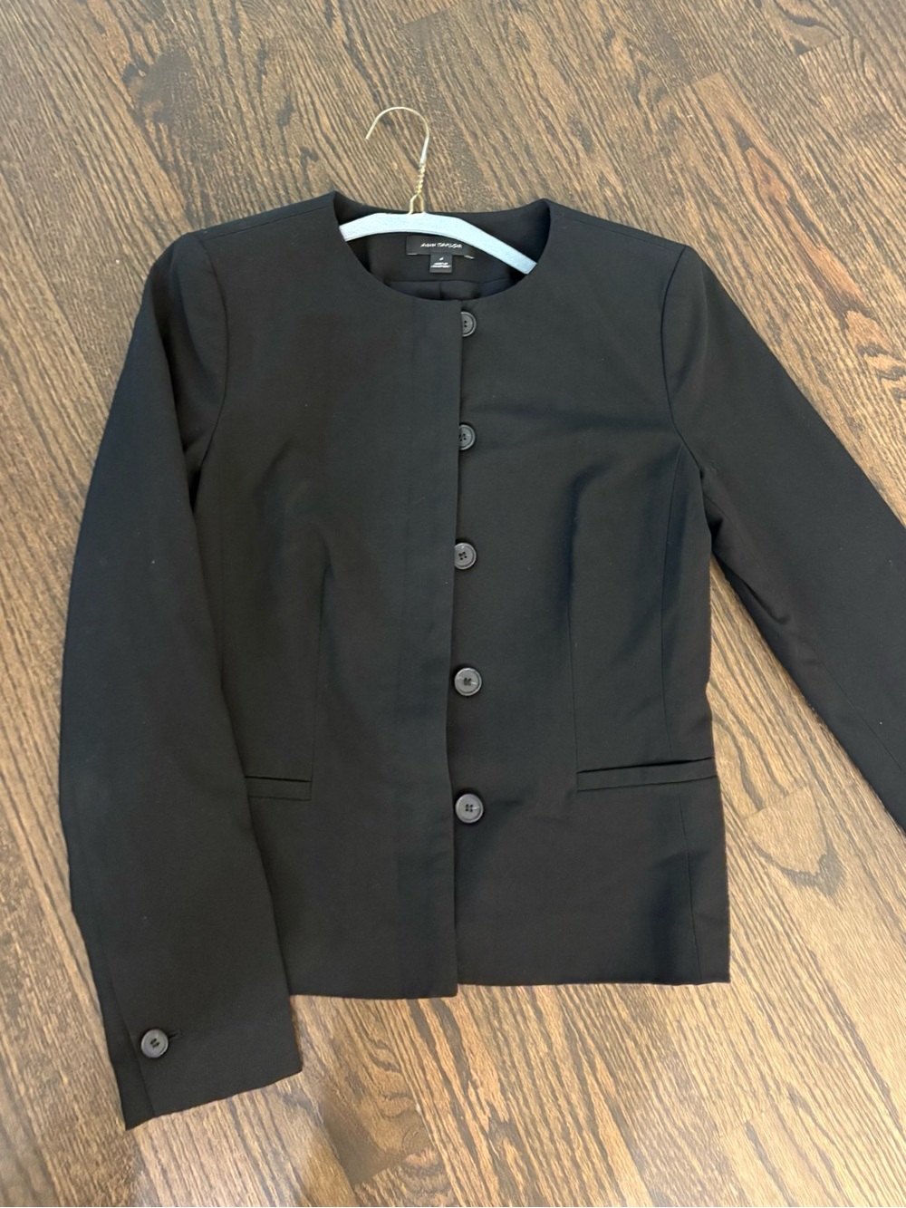 Ann Taylor Black Collarless Button Jacket